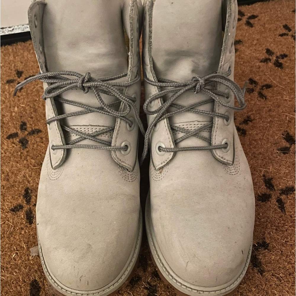 Timberland 6" Premium Waterproof Lace Boots Gray 8.5 - Picture 6 of 8